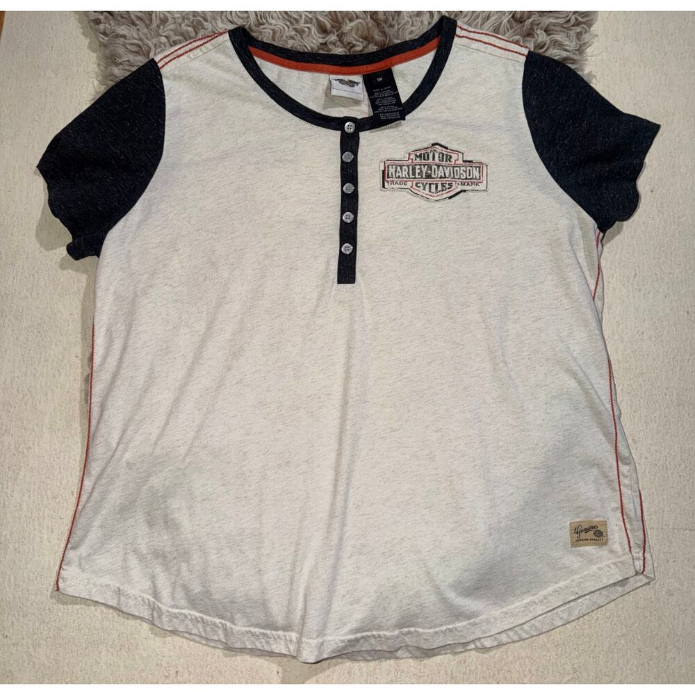 Harley Davidson women’s vintage cream & black short sleeve top - Picture 9 of 16